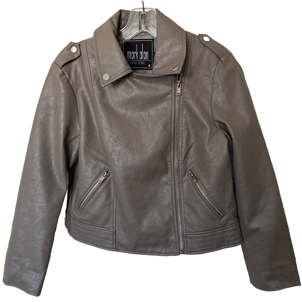 Faux Leather Jacket Gray Women’s Size M Zippers Rori Gilmore